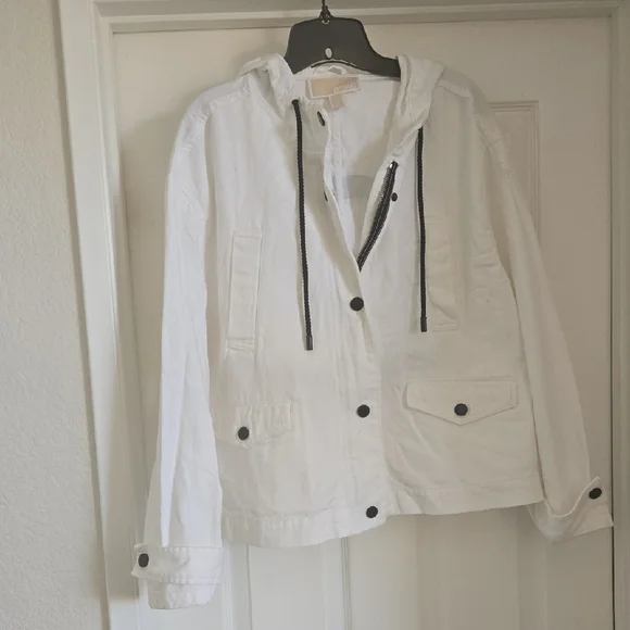 Michael Kors White Denmin Utility Jacket with Hood - Picture 6 of 8
